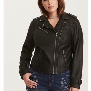 Zipper Faux Leather Moto Jacket